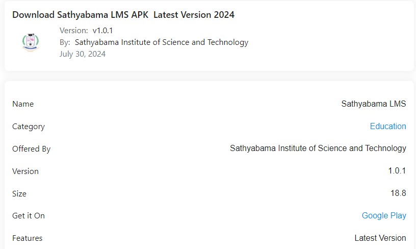 Download now Sathyabama LMS APK