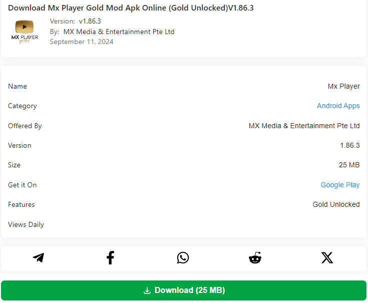 Download an Install MX Player Online Gold Mod Apk